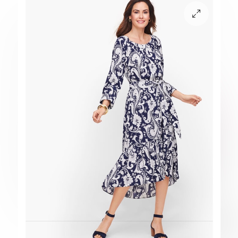 Talbots FLOUNCE HEM MIDI DRESS Small
